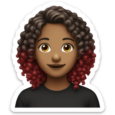 A girl of 18 years old with curly hair coloured in black and red smiling! sticker