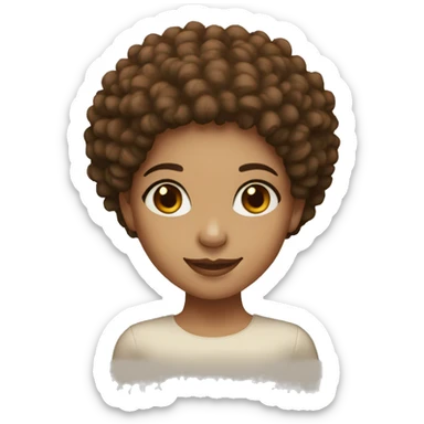 a light skin girl with brown eye, afro hair. smiling  sticker