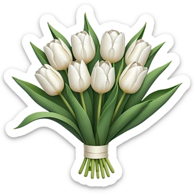 white tulip bouquet  sticker