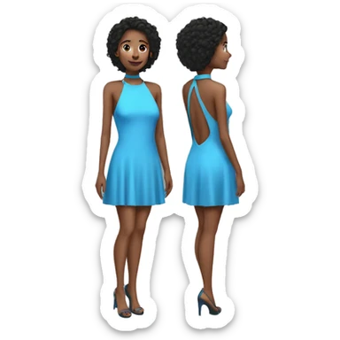 short blue halterneck open back dress sticker