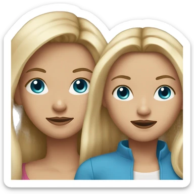 mom and daughter with long dirty blonde hair blue eyes sticker