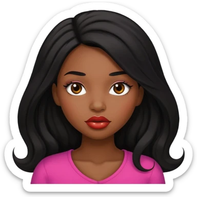 A black girl with plump lips and long lashes with long black hair sticker