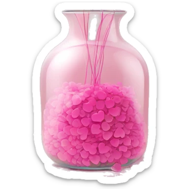 10000000 pink hearts in a clear glass vase sticker
