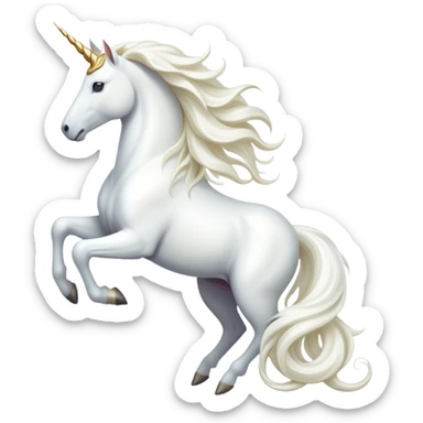 cinematic-beautiful-white-unicorn-emoji,-poised-and-regal,-with-a-slender,-ethereal-form-draped-in-a-pristine-white-color,-a-flowing-mane-and-tail,-and-a-glistening,-spiraled-horn-that-radiates-pure-light,-simplified-yet-sharp-and-majestic sticker