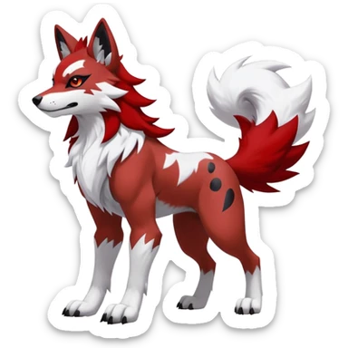 Shiny Red Anthro furry Lycanroc-Midnight-Form (full body) sticker