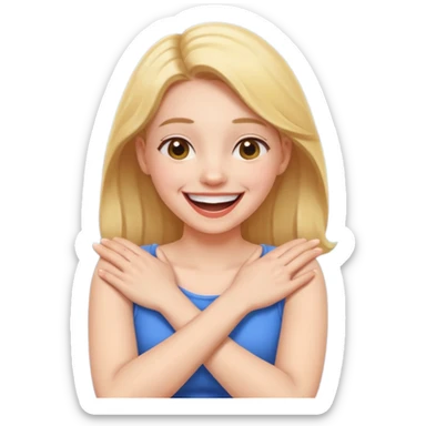 Arms crossed holding neck laughing girl  sticker