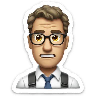 Angry nerd with steam coming out his ears because he is so angry sticker