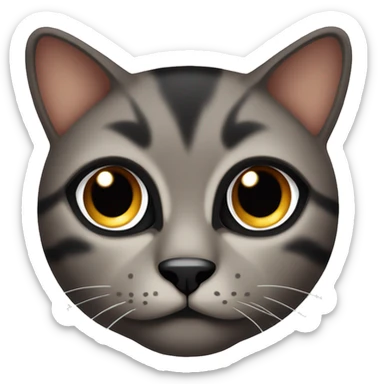cara de gatito negro con ojos marrones con anteojos puestos sticker
