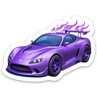 Purple car drifting with navy blue flames coming out of the rear tires. sticker