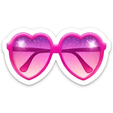 Pink ombre heart shaped glasses with glitter  sticker