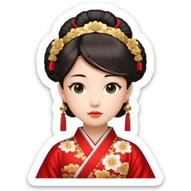 Japanese Princess with in red ceremonial robe kimono sticker