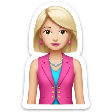 a stylish women’s vest, sleeveless, elegant and decorative design, in a bright pink color with small cute details, feminine and fancy look, no background sticker