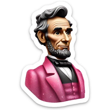 Pink ombre statue of Abraham Lincoln with glitter and roses  sticker