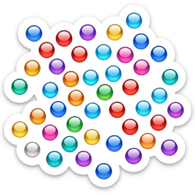  scattered glitter, sparkling and shining in multiple colors. Rounded, glossy, smooth, soft shadows, white background.
 sticker