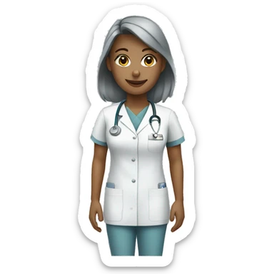 white nurse wearing gray scrubs sticker