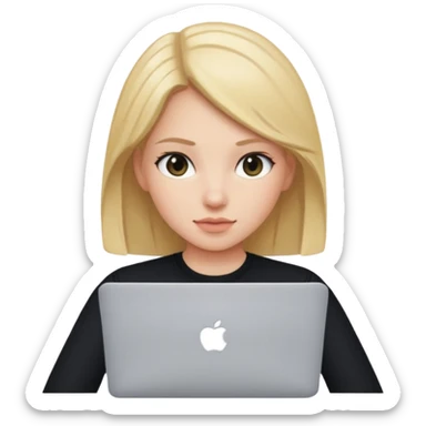 a girl using the mac book air with black sticker