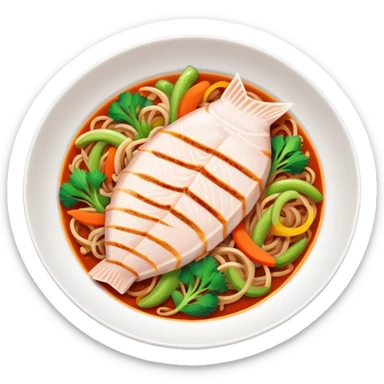 Fish Fragrant Shredded Pork with colorful vegetables in sauce, simplified emoji style with bold outlines and bright colors, cartoon style Yu Xiang Rou Si dish sticker