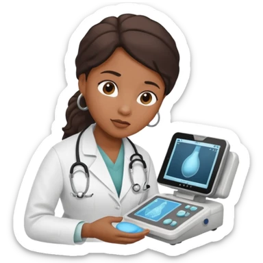 black maternal fetal medicine doctor performing fetal ultrasound sticker