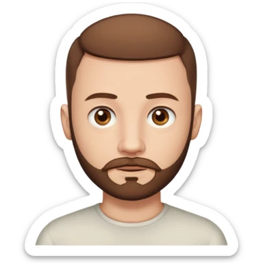 Pale man with short buzz cut brown hair with beard and mustache brown eyes sticker