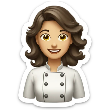 happy spanish woman chef long wavy dark brown hair hazel eyes yellow tone skin  sticker