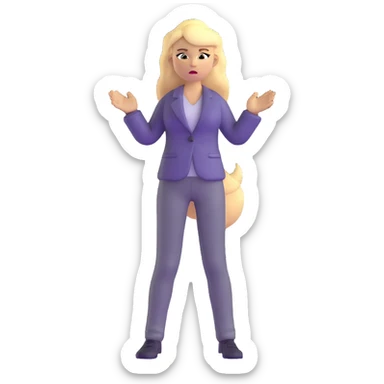 furious blonde teacher full body no glasses, long blonde hair sticker