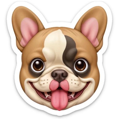 French bulldog making a confused face while sticking out its tongue sticker