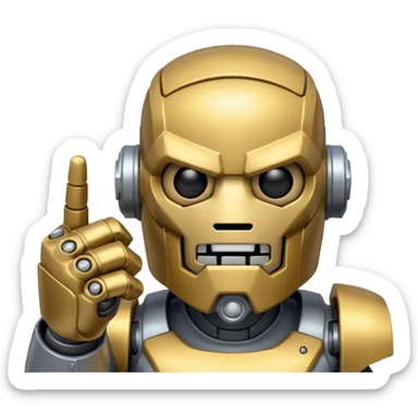 create an emoji with blitzcrank  (the league of legends champion)face in a sigma gigachad version that does the pose where u put ur index finger on top of your mouth to tell enemies to shut up or to signal that u mewing sticker