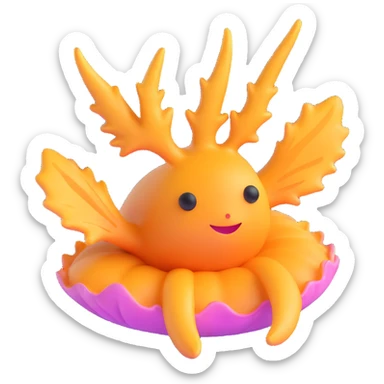Change the nudibranch to a different species, keeping the 3D emoji art style. Make it detailed and cute with soft curves, on a transparent background. sticker