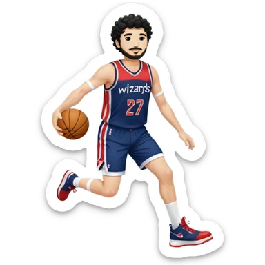 Curly hair short facial hair Washington Wizards Jersey white socks cover up the ankle legs and knees a right arm sleeve on your right arm sticker