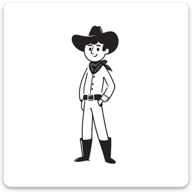 cowboy character, hand drawn doodle style sticker