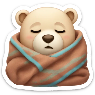 bear cozy sleep  in blanket sticker