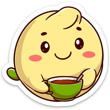 dumpling sipping tea sticker
