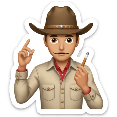 Cowboy flipping someone off smoking a cigarette  sticker