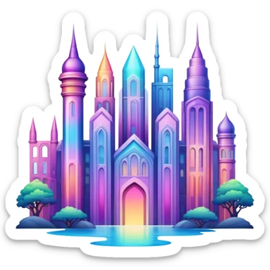 Epic divine legendary complex detailed iridescent gradients aesthetic-scenic buildings sticker