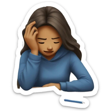 a girl stressed during exam sticker