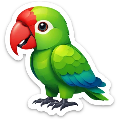 A Pixelaged Green parot with Red beak sticker