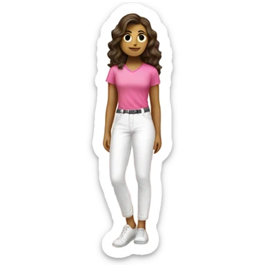 Brunette girl with a pink shirt and white pants cleaning her room sticker