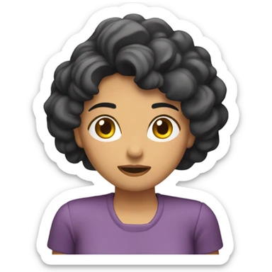 creo emojis de una chica morena con rulos durmiendo  sticker
