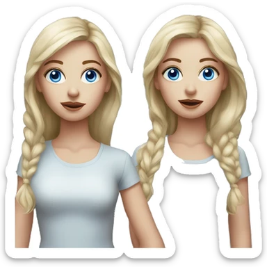 realistic portrait of the same girl blue eyes  sticker