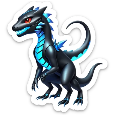 Modern Futuristic Iridescent Cyber-Salandit-Litten-Hybrid (Full body) sticker