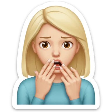 woman bitting nails anxious and sweating sticker