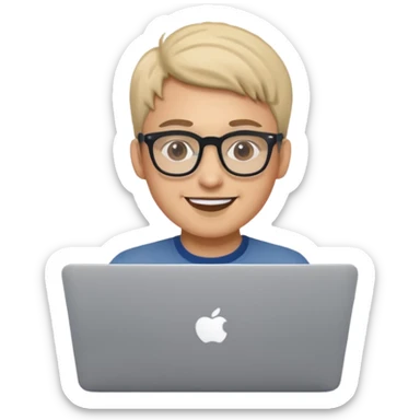 happy Graphic designer whit a MacBook sticker