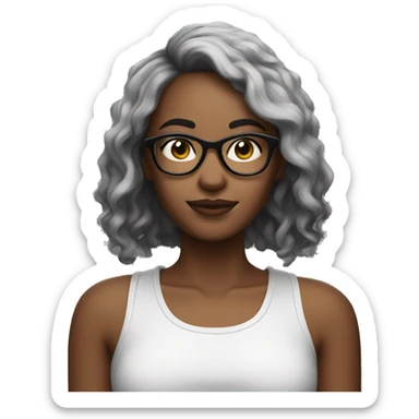 Girl with glasses, split dyed hair black and white  sticker