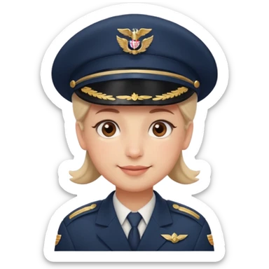 pilot wearing a captain hat, sheepish apologetic smile, small blush cheeks, giving a gentle salute, sticker