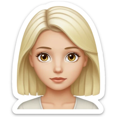 White girl hazel eyes with medium hair with platinum blonde highlights sticker