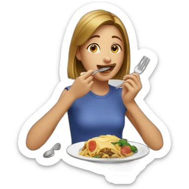 a girl eating meal sticker