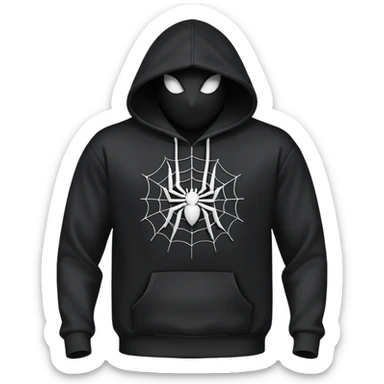 black hoodie with a web with no spider on it sticker