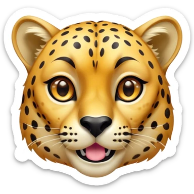 Cinematic Comical Cheetah Portrait Emoji, Head tilted dramatically with an exaggeratedly amused expression, featuring a striking, glossy golden Fur with bold spots, wide, expressive amber eyes filled with playful disbelief, Simplified yet hilariously expressive features, highly detailed, glowing with a slightly sassy glow, high shine, dramatic yet playful, stylized with an air of cheeky mischief, bright and endearing, soft glowing outline, capturing the essence of a spirited and over-the-top cheetah, so meme-worthy it feels like it could dash its way into internet fame instantly! sticker