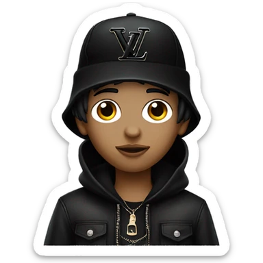 Goth boy with black louis vuitton cap  sticker