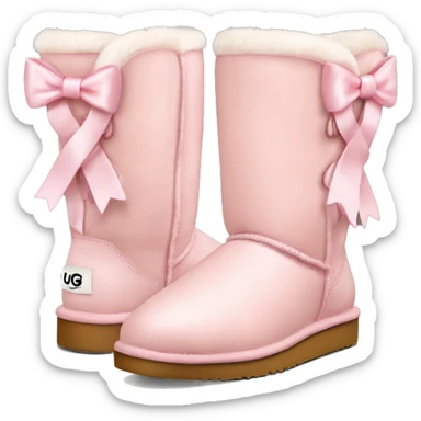 Light pink UGG boots with bow sticker
